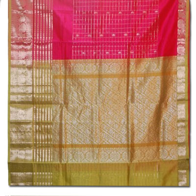 "Pure Venkatagiri Seiko Saree - Dark Pink color HSNM-49 - Click here to View more details about this Product